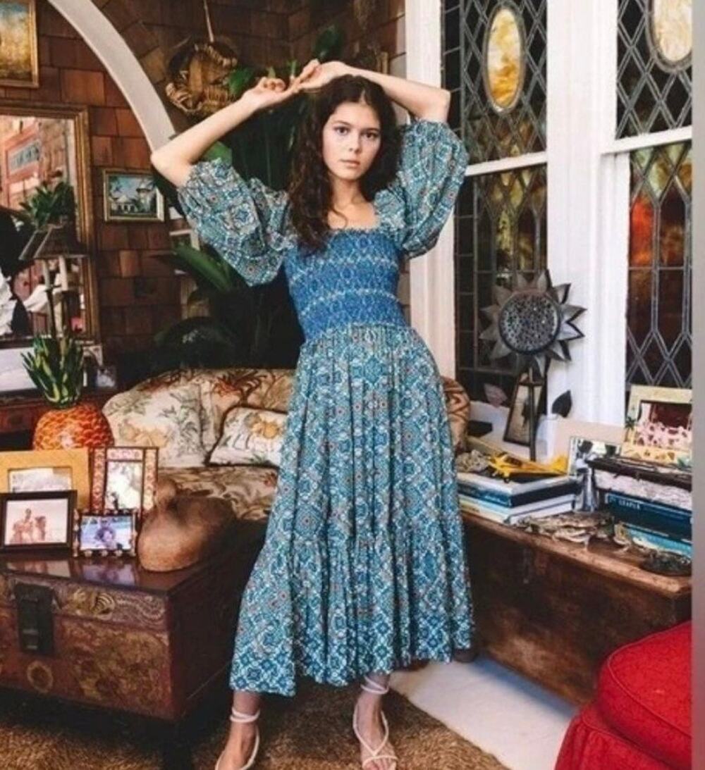 CARA CARA Moroccan Tile Teal Jazzy Dress Sz. XS